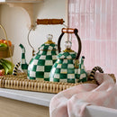 MacKenzie-Childs Emerald Check 3 Quart Tea Kettle