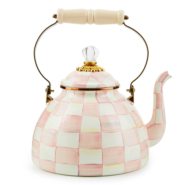 MacKenzie-Childs Rosy Check Enamel Tea Kettle - 3 Quart