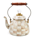 MacKenzie-Childs Mocha Check Tea Kettle 2 Quart