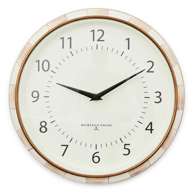 MacKenzie-Childs Mocha Check School Wall Clock