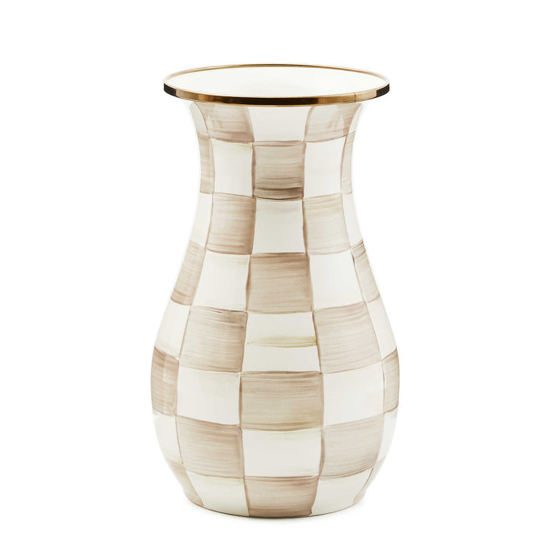 MacKenzie-Childs Mocha Check Tall Vase