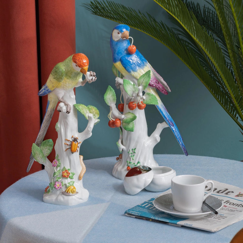Meissen Bird Figurine Parrot with Cherries