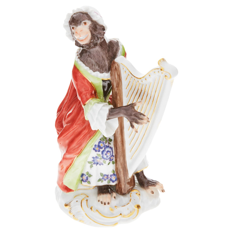 Meissen Monkey Orchestra Harpist