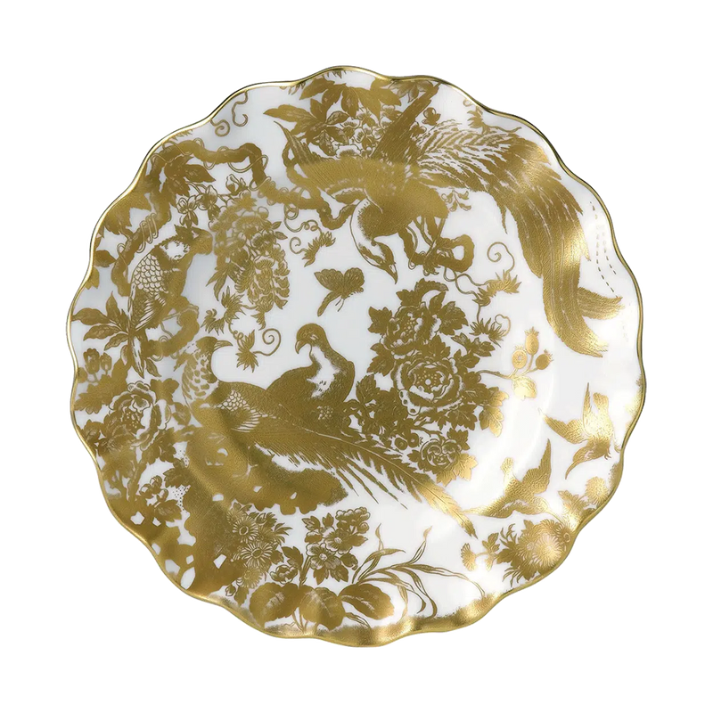 Royal Crown Derby Aves Gold Fluted Dessert Plate (22cm)
