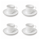 Royal Worcester Classic Platinum Espresso Coffee Cup and Saucer, Set of 4