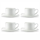 Royal Worcester Classic White Teacup & Square Saucer, Set of 4