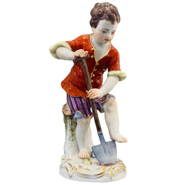 Meissen Gardener Figurine Child Boy with Spade