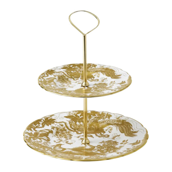 Royal Crown Derby - Aves Gold Cake Stand 2 Tier (Gift Boxed)