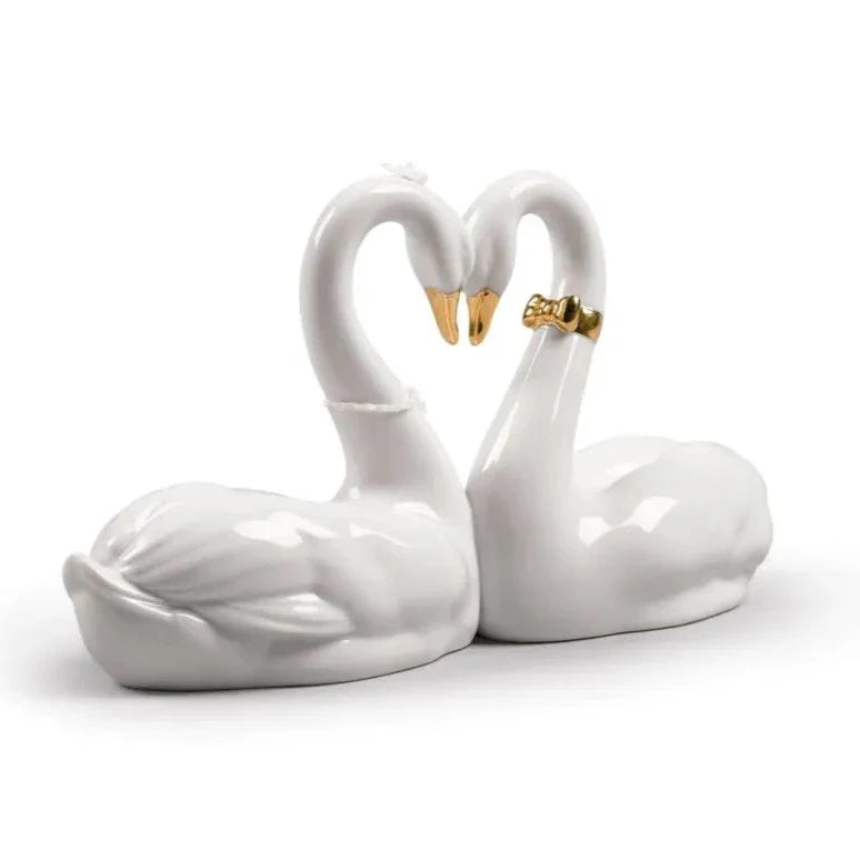 Lladró Endless Love Swans Figurine - Golden Luster