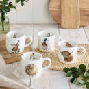 Royal Worcester Wrendale Designs Box Duck, Hare, Sheep & Highland Cow Set of 4 Mugs