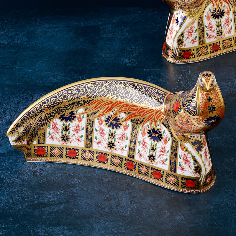 Royal Crown Derby Old Imari Solid Gold Band Golden Pheasant Paperweight - Limited Edition of 500