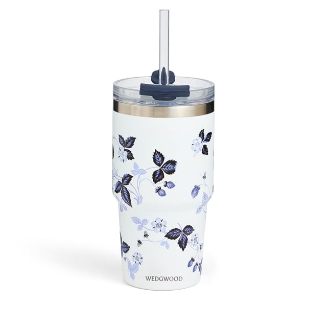 Wedgwood Wild Strawberry Inky Blue Tumbler with Straw