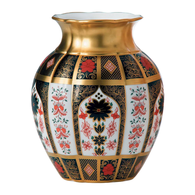 Royal Crown Derby Old Imari Solid Gold Band Tulip Vase