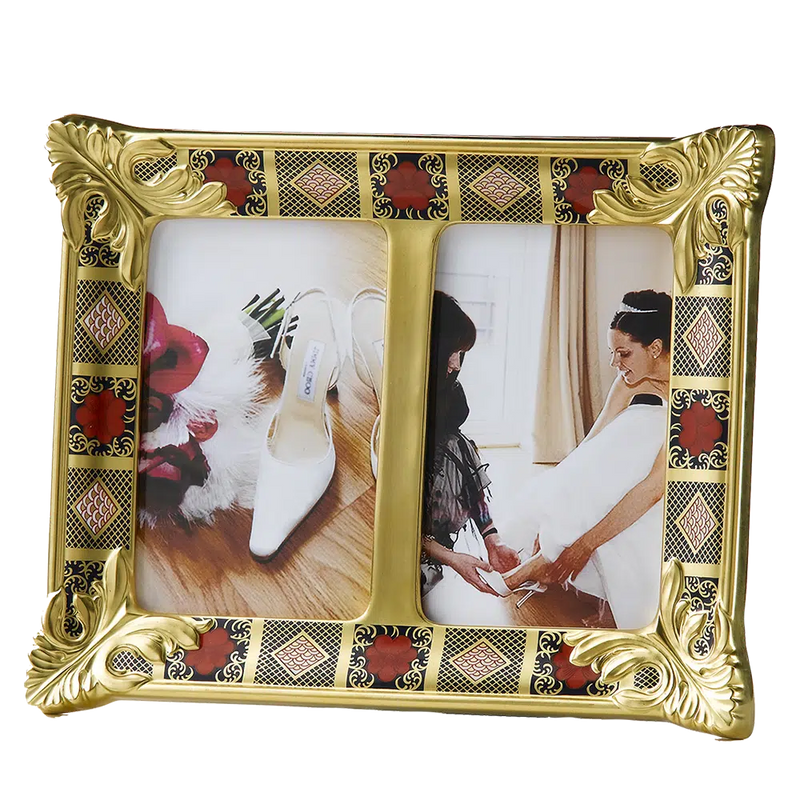 Royal Crown Derby Old Imari Solid Gold Band Double Picture Frame