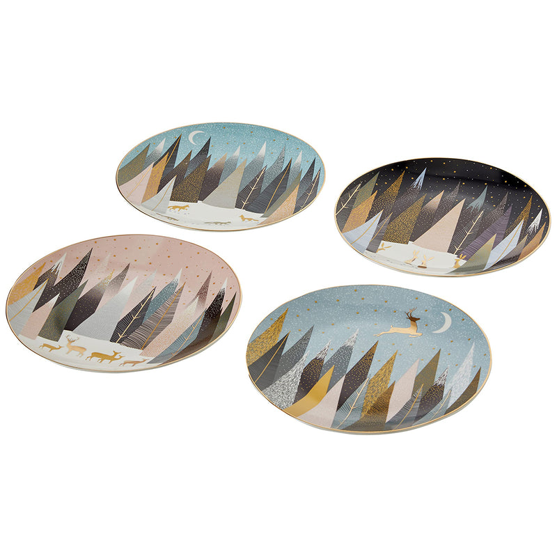 Portmeirion Sara Miller Frosted Pines Plates, Set of 4
