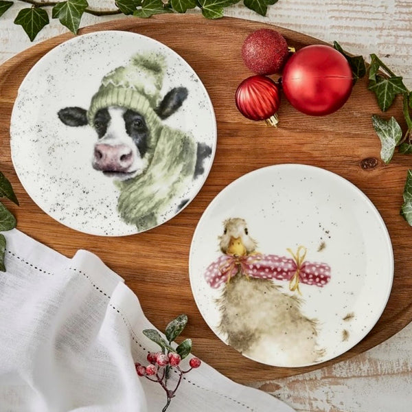 Royal Worcester Wrendale Designs Cow & Duck Coupe Plate Set of 2