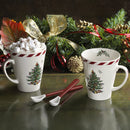 Spode Christmas Tree Peppermint Mug With Spoons Set of 2