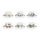 Portmeirion Botanic Garden Breakfast Cup and Saucer (Drum Shape) with New Motifs Set of 6