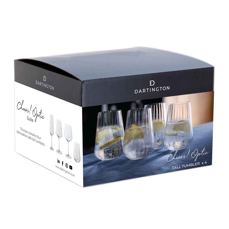 Dartington Cheers! Optic Tall Tumbler, Set of 4