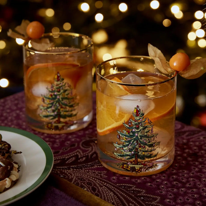 Spode Christmas Tree Double Old Fashioned Tumbler Set of 4