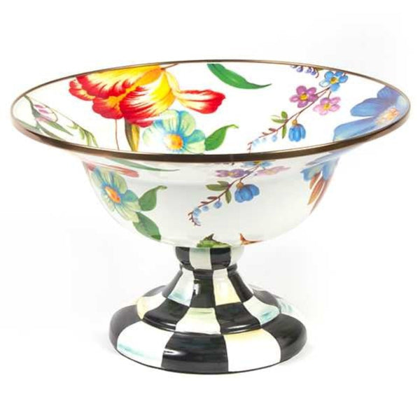 MacKenzie-Childs Butterfly Flower Market Large Compote - White