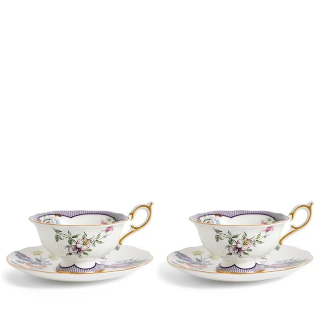 Wedgwood Fortune Teacup Saucer, Set of 2