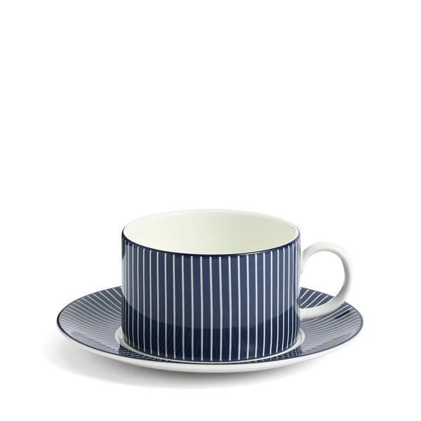 Wedgwood Gio Pinstripe Teacup & Saucer Blue