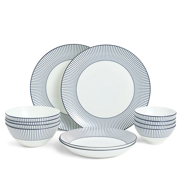 Wedgwood Gio Pinstripe 12 Piece Dinner Set White