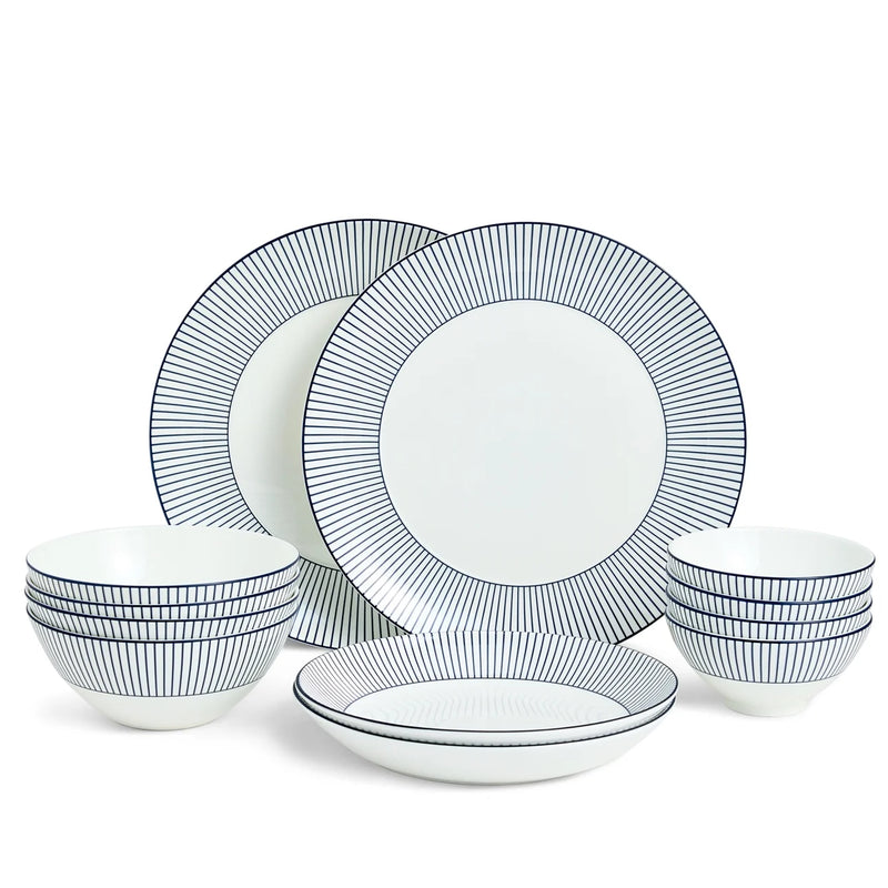 Wedgwood Gio Pinstripe 12 Piece Dinner Set White