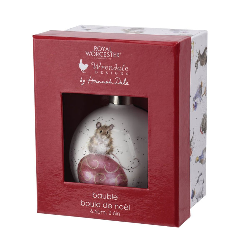 Royal Worcester Wrendale Designs Bauble - Not a Creature was Stirring (Mouse)
