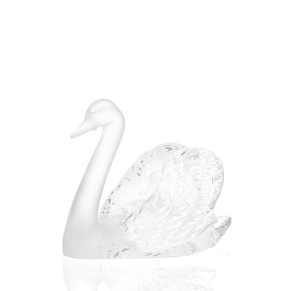 Lalique Swan Head Up Sculpture in Clear