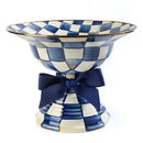 MacKenzie-Childs Royal Check Enamel Compote with Blue Bow - Large