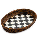 MacKenzie-Childs Courtly Check Rattan & Enamel Tray - Small
