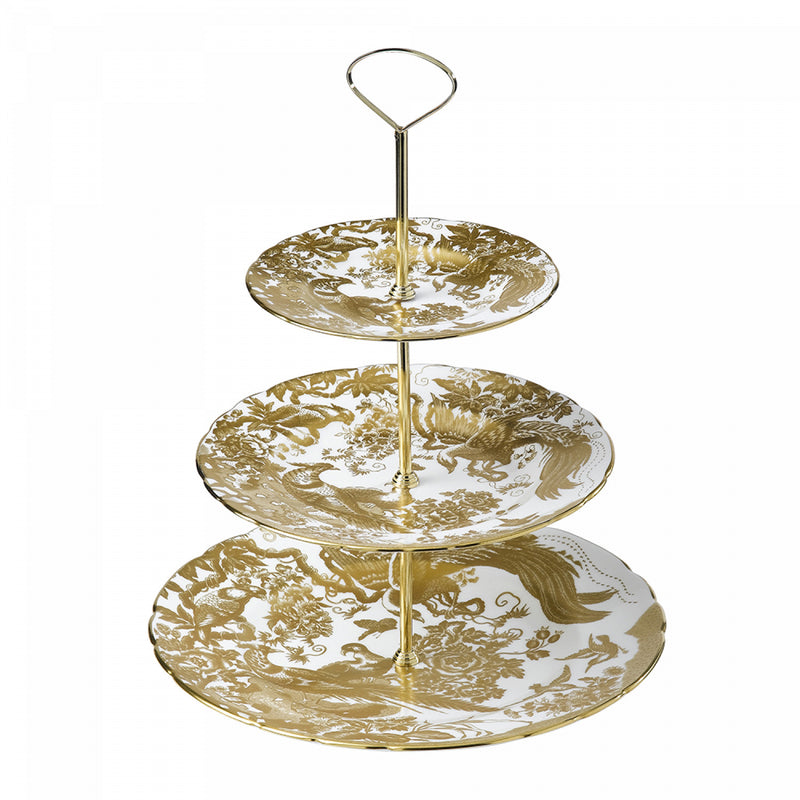 Royal Crown Derby Aves Gold Cake Stand - 3 Tier (Gift Boxed ...