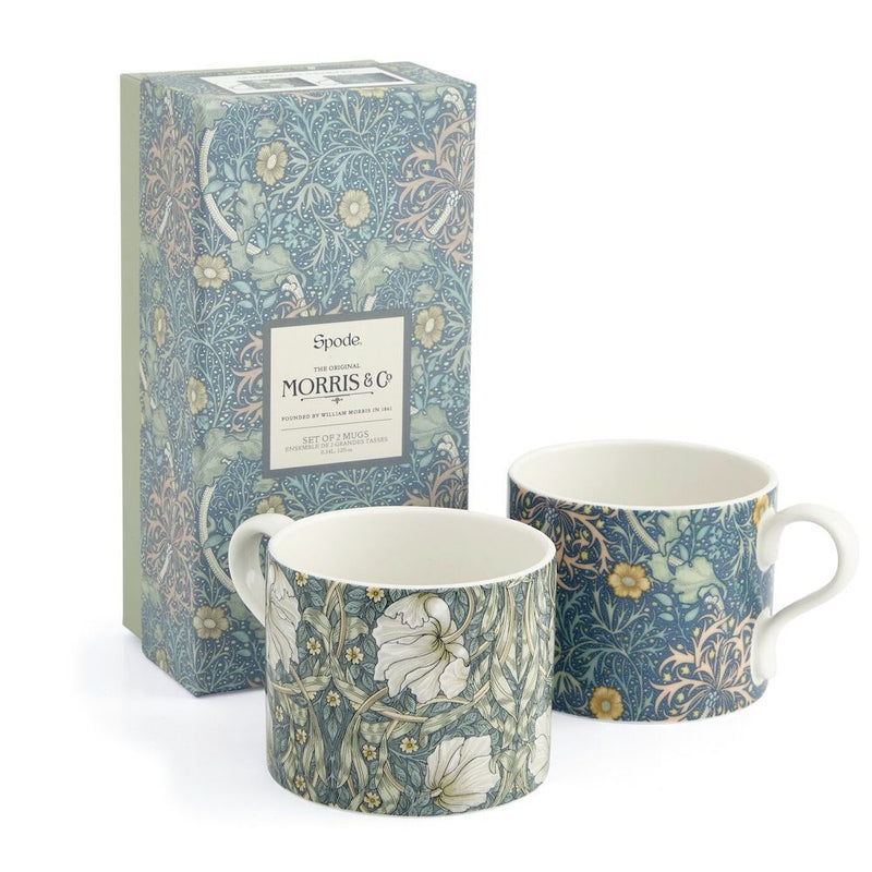 Spode Morris & Co Mugs - Seaweed & Pimpernel, Set of 2