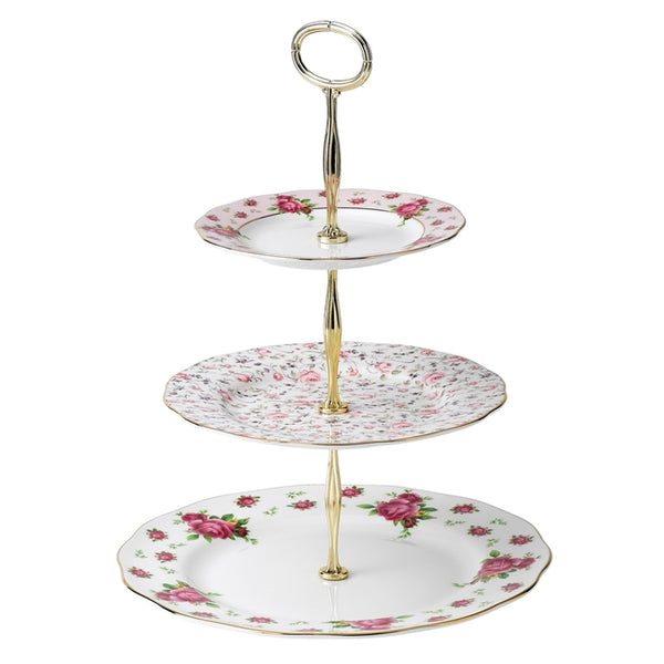 Royal Albert Modern Vintage New Country Roses White 3 Tier Cake Stand