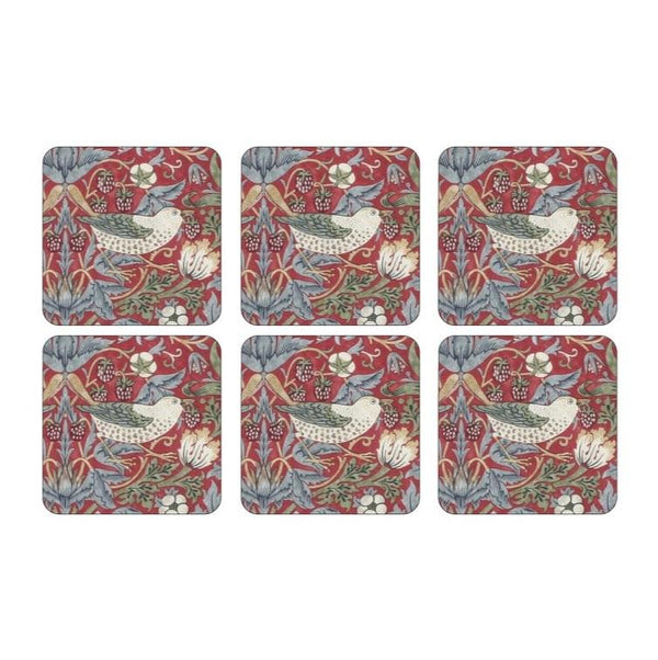 Pimpernel for Spode Morris & Co Strawberry Thief Red Coasters, Set of 6