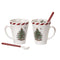 Spode Christmas Tree Peppermint Mug With Spoons Set of 2