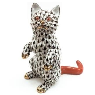 Herend Standing Kitten Fishnet Figurine