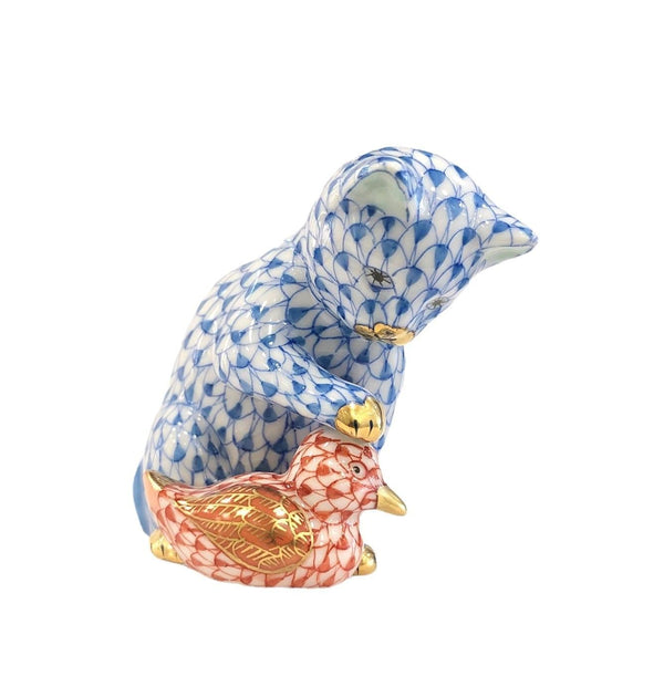 Herend Kitten & Duckling Fishnet Figurine