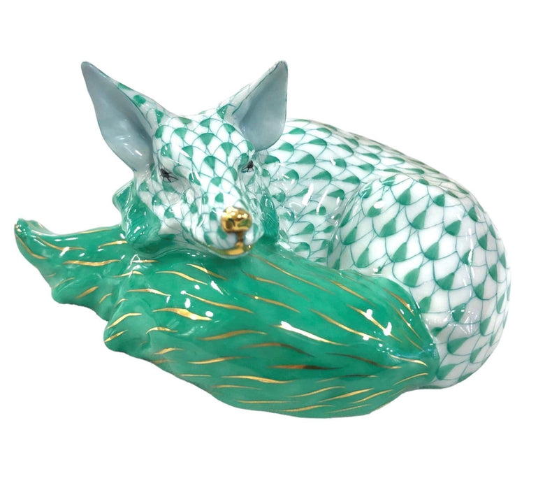 Herend Lying Fox Fishnet Figurine