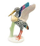 Herend Stork with Baby Fishnet Figurine