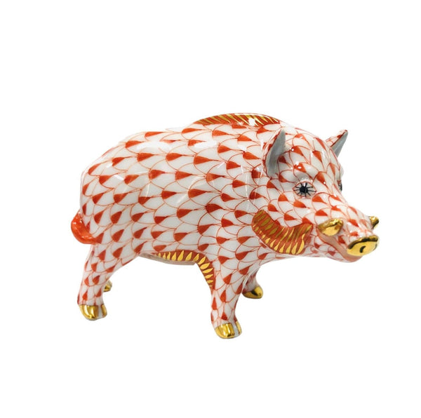 Herend Wild Boar Fishnet Figurine