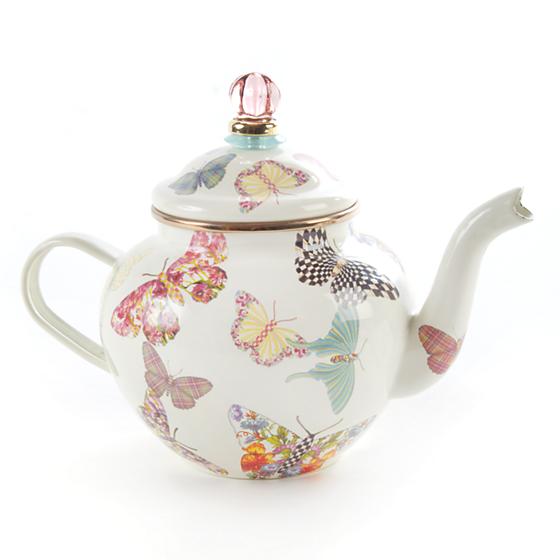 MacKenzie-Childs Butterfly Garden 4 Cup Teapot - White