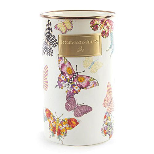 MacKenzie-Childs Butterfly Garden Enamel Utensil Holder White