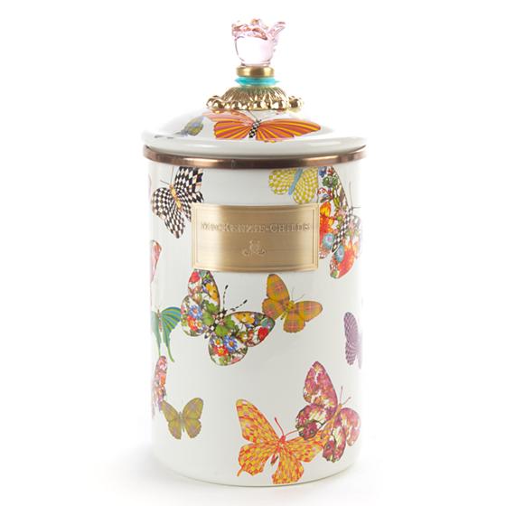 MacKenzie-Childs Butterfly Garden Large Canister - White