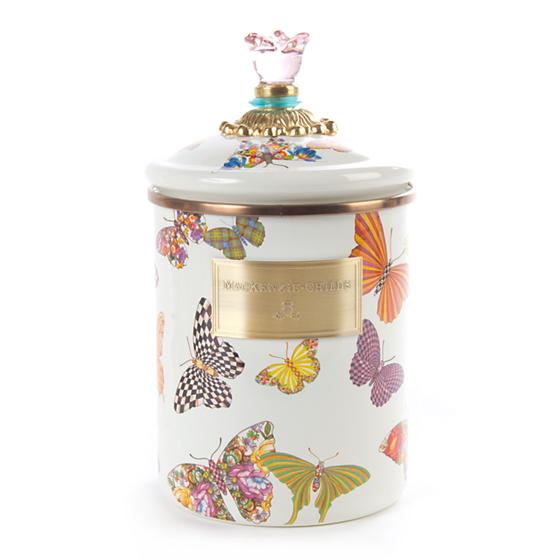 MacKenzie-Childs Butterfly Garden Medium Canister - White