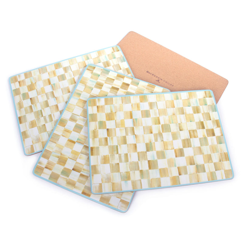 MacKenzie-Childs Parchment Check Cork Back Placemats - Set of 4