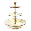 MacKenzie-Childs Parchment Check Enamel Three Tier Sweet Stand