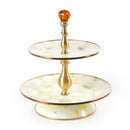 MacKenzie-Childs Parchment Check Enamel Two Tier Sweet Stand